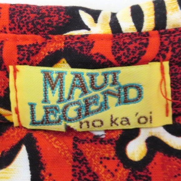 Maui Legend Large Hawaiian Shirt Turtle Surfer Red - Picture 3 of 4